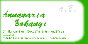 annamaria bokanyi business card